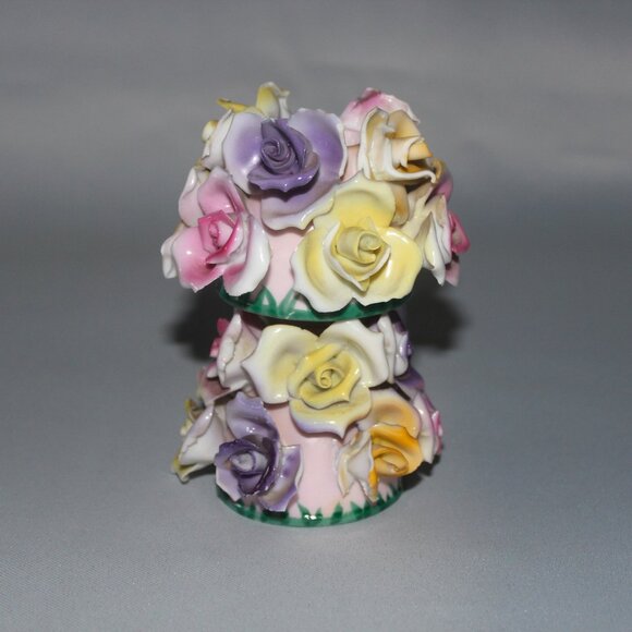 Roses Candle Holders | Japanese Ceramics | Tapered Candle Floral Bouquet Holder - Picture 2 of 12